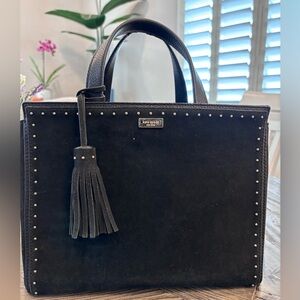 Kate Spade black suede handbag with gold metal studs